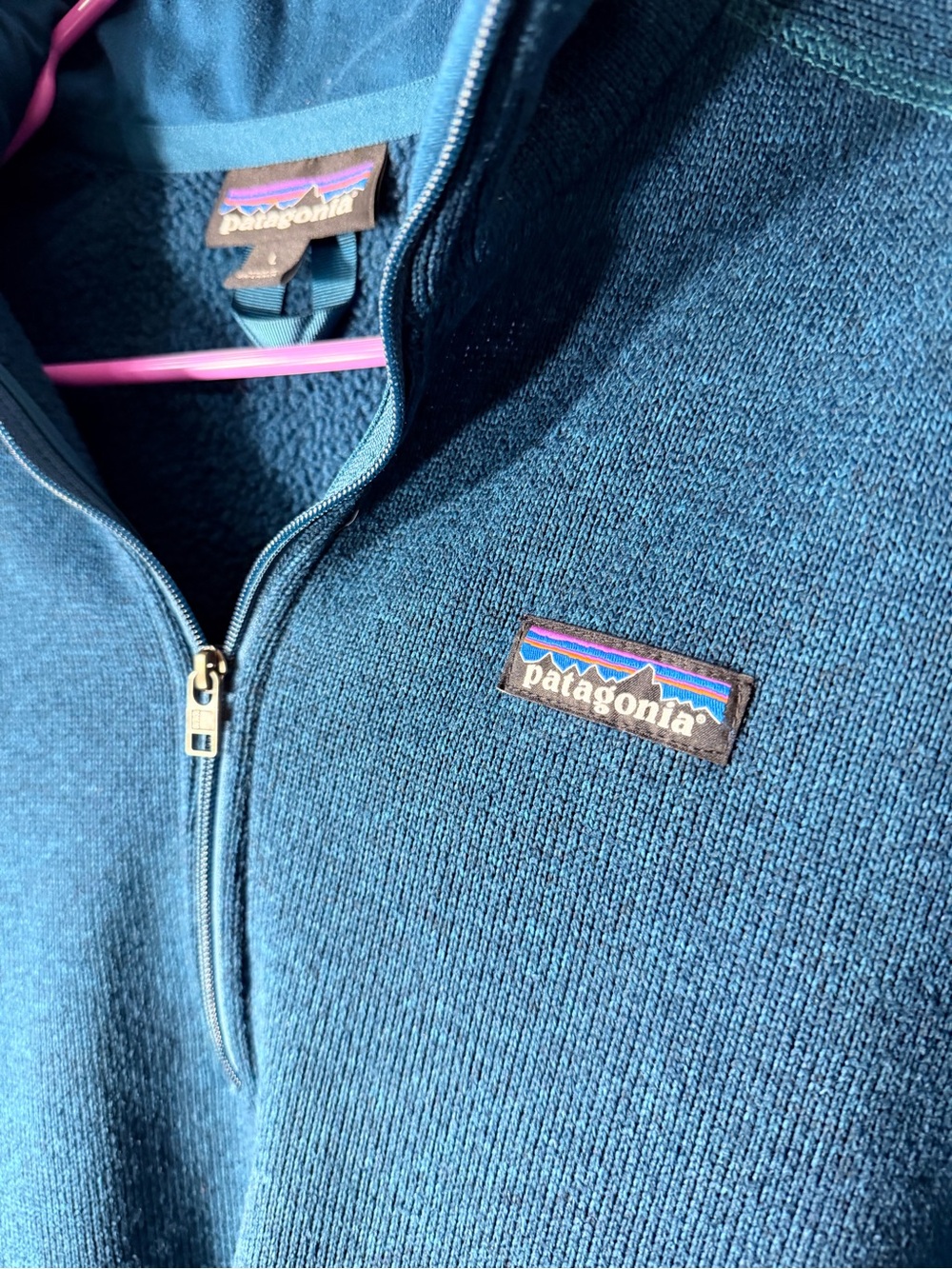 Patagonia Men's Deep Teal Half-Zip Fleece Pullover - Picture 5 of 6